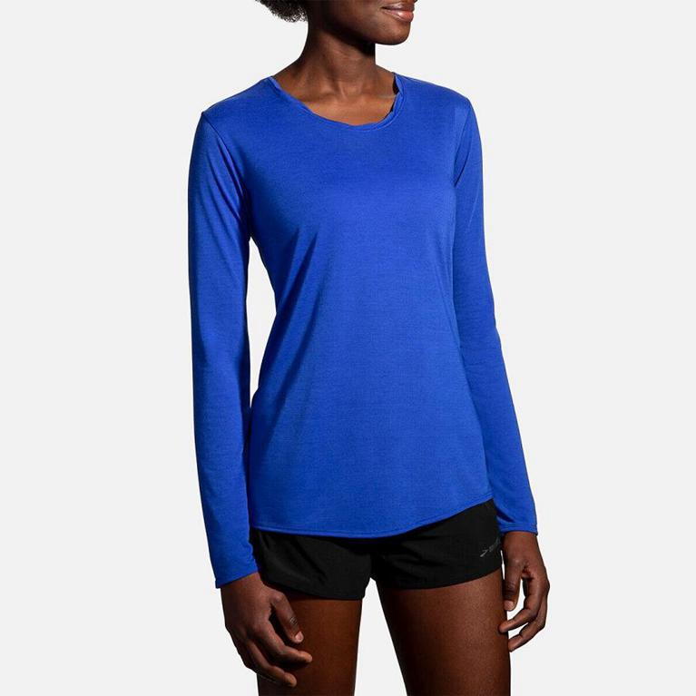 Brooks Women's Distance Long Sleeve Running Shirt - Blue (DNPT38679)